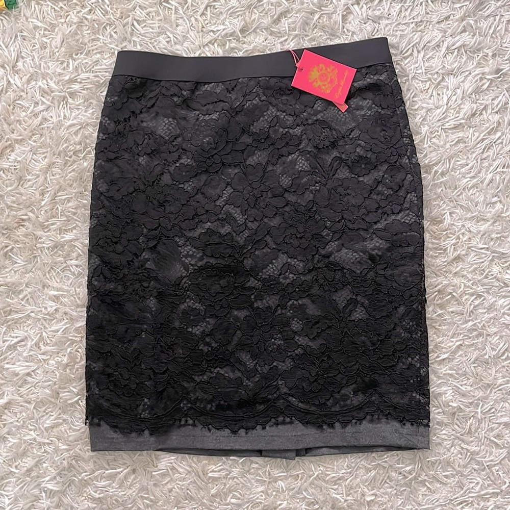 NWT English Laundry Lace Black/Gray Skirt Medium